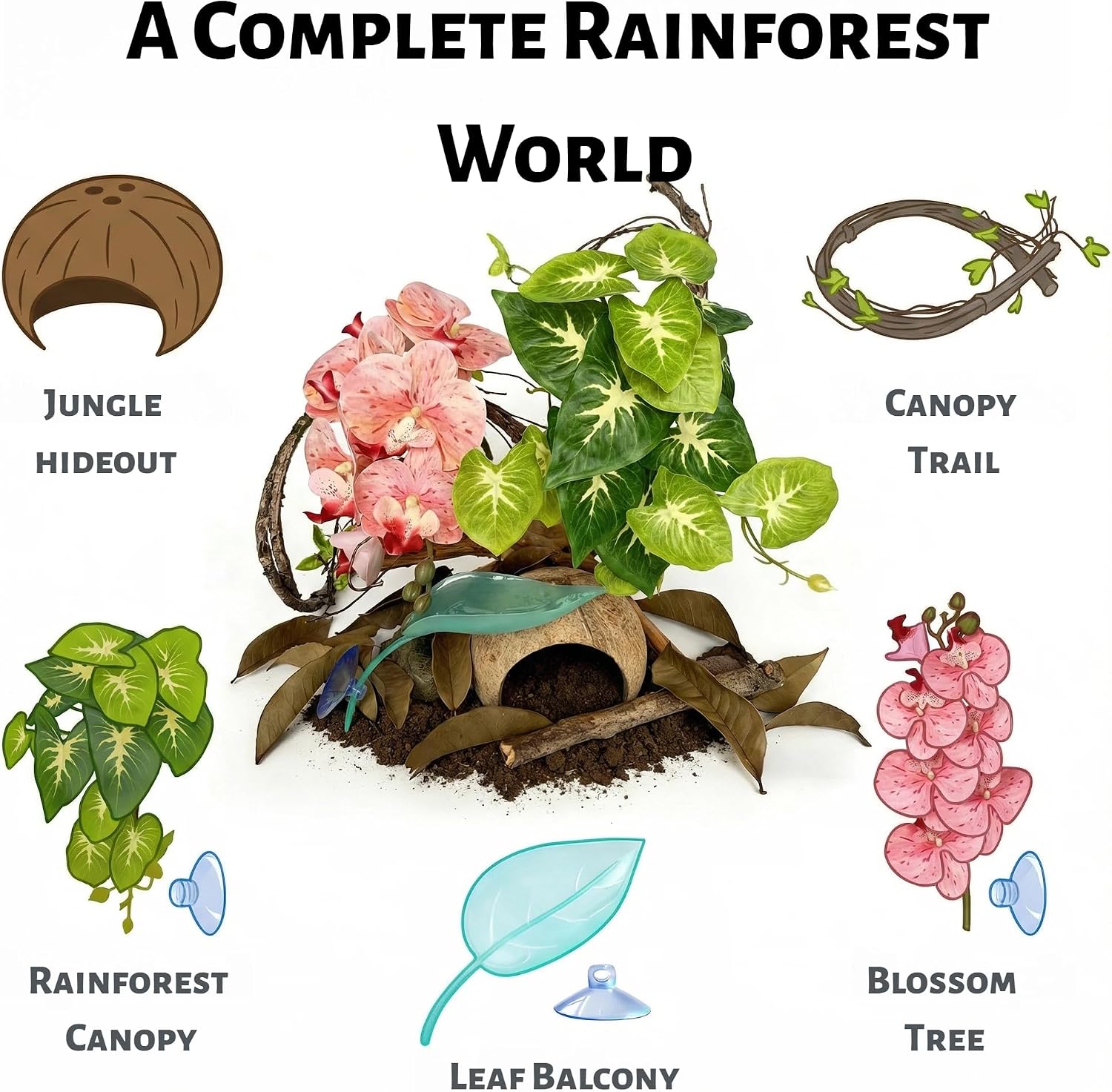 Reptile leaf resting platform for tank walls