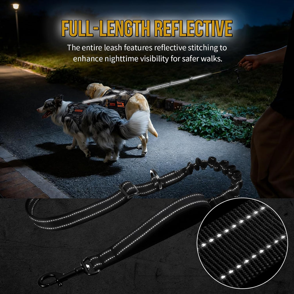 Packaging details and product components of the genuine imported OneTigris tactical double dog leash.