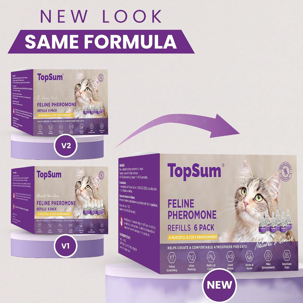 TopSum Cat Calming Pheromone Diffuser: Feline Pheromones Plug in for Stress, Alone At Home, Spraying, Fighting, Scratching, Aggression & Excessive Meowing (Purple- 6 Refills) - Image 9
