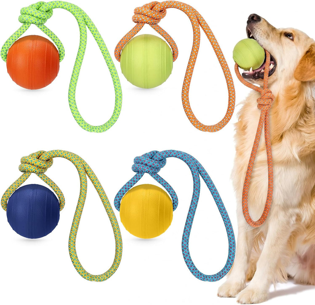Skylety durable dog training stick with rope handle being held to demonstrate the secure throwing grip.