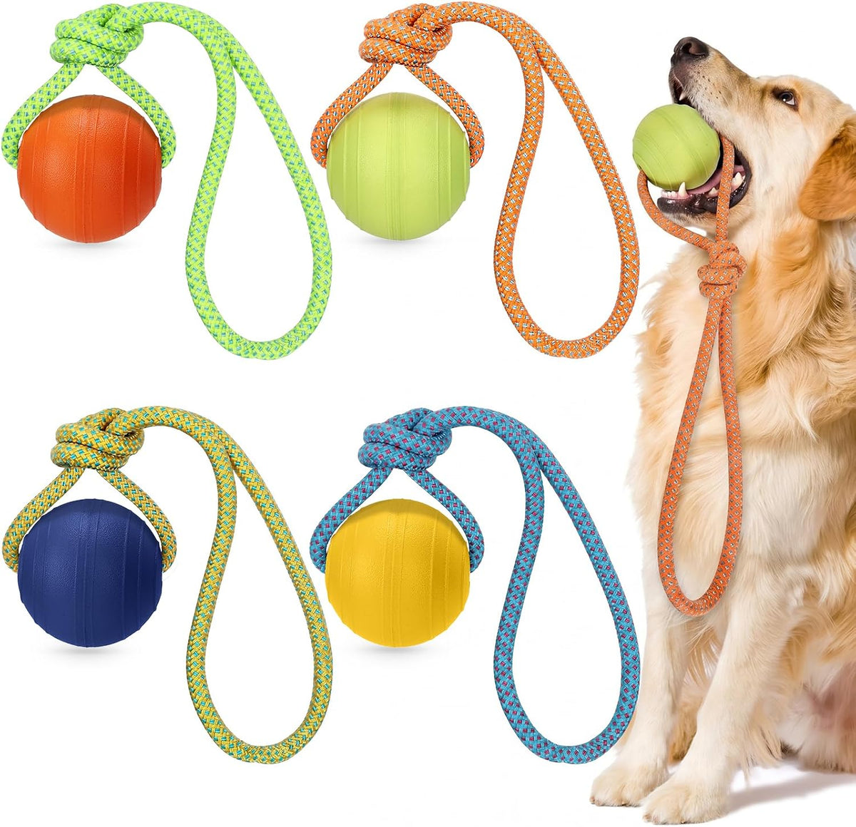 Skylety durable dog training stick with rope handle being held to demonstrate the secure throwing grip.