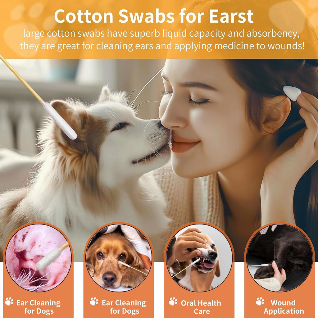 Double sided large cotton tips for dog ear care