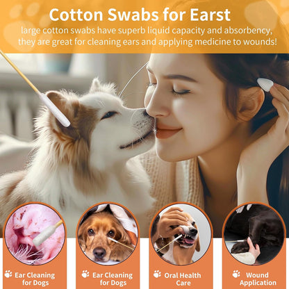 Double sided large cotton tips for dog ear care