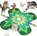 Paleclouds hide and seek cat toy mat front view showing green flower shaped surface