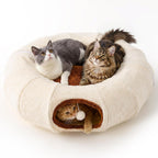 ZOMISIA Cat Tunnel Bed for Indoor Cats, Cute Cat Donut Toy Tunnel for Small Large Cats, Peekaboo Pet Cave Play Tunnel Toys for Kitten/Rabbit,Beige - Image 9