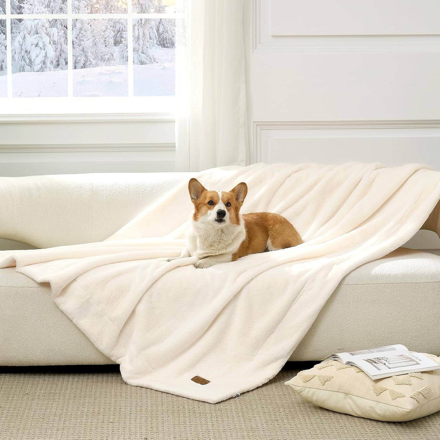 COZY KISS Luxury Faux Fur Blanket Deer Print, Waterproof Pet Blanket Washable, Woman Sofa Bed Couch Throw, Liquid Pee Proof for Large Dog or Cat, Reversible, Super Soft, 50x60 inch, Brown - Image 12