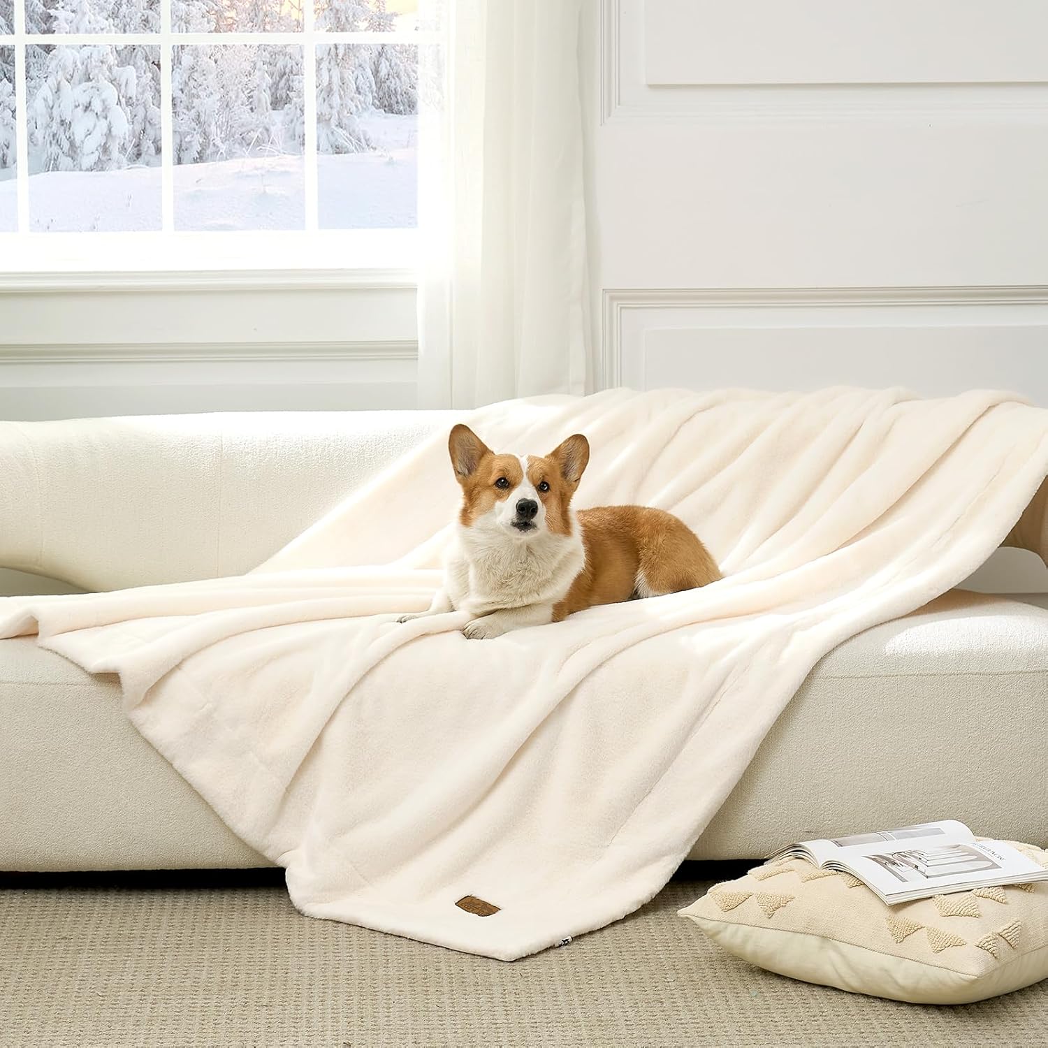 COZY KISS Luxury Faux Fur Blanket Deer Print, Waterproof Pet Blanket Washable, Woman Sofa Bed Couch Throw, Liquid Pee Proof for Large Dog or Cat, Reversible, Super Soft, 50x60 inch, Brown - Image 12