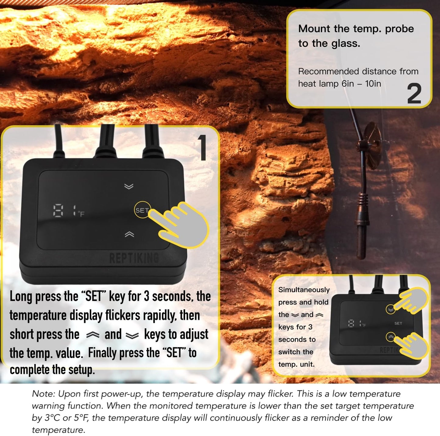 Energy efficient 16 Watt carbon film reptile habitat mat displaying its sleek waterproof construction.