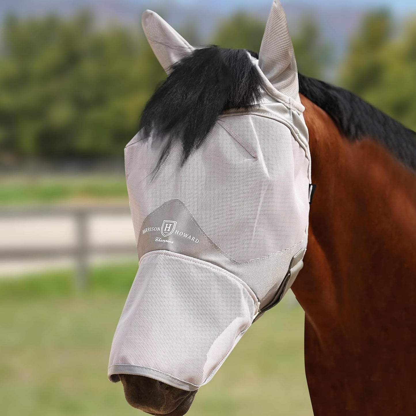 Harrison Howard Full Face Horse Fly Mask UV Protection and Breathable or Equine Use Comfortable Navy L - Image 11