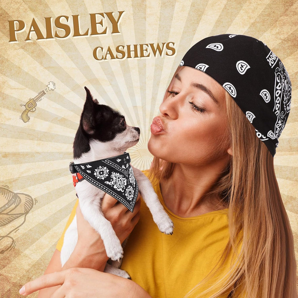 Chicingyou authentic western style paisley printed matching headband and puppy scarf