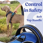 Reflective dog harness with top control handle back view