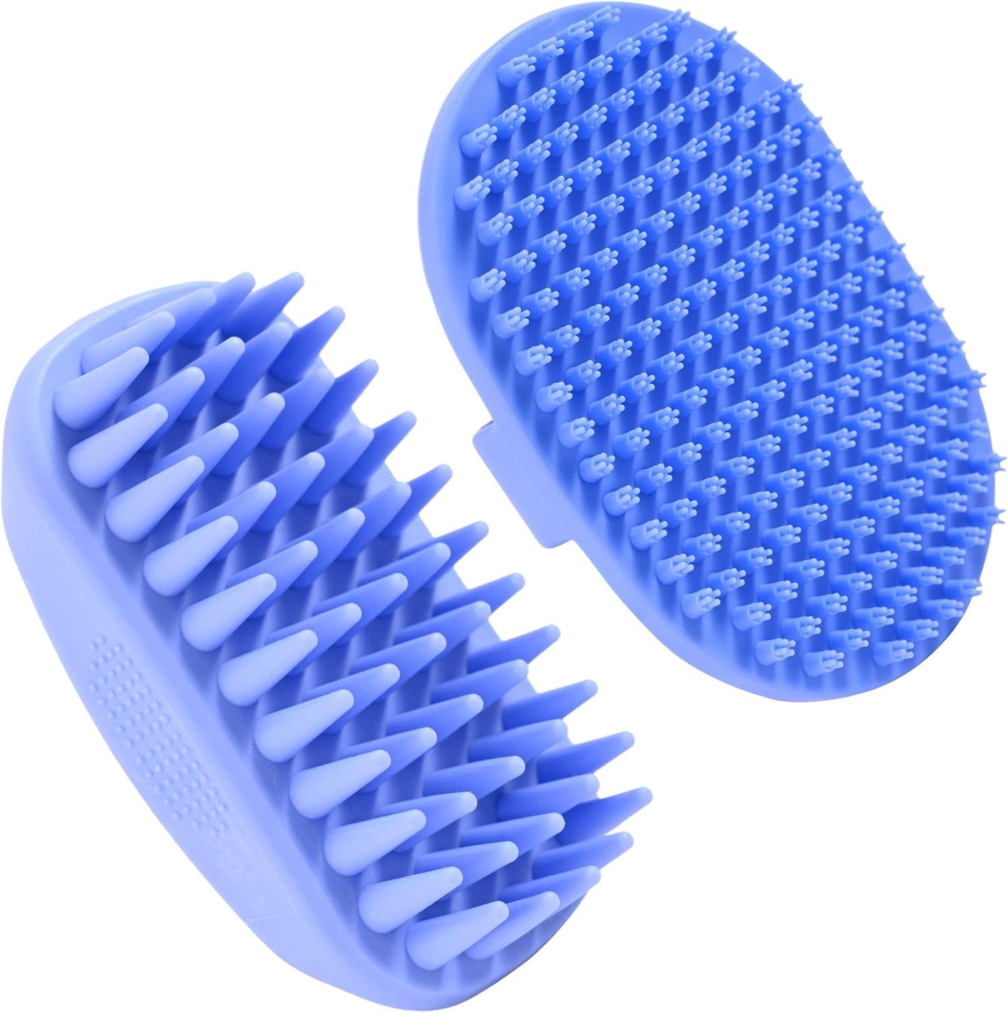 We Love Doodles dog grooming bath brush front view showing blue rubber bristles