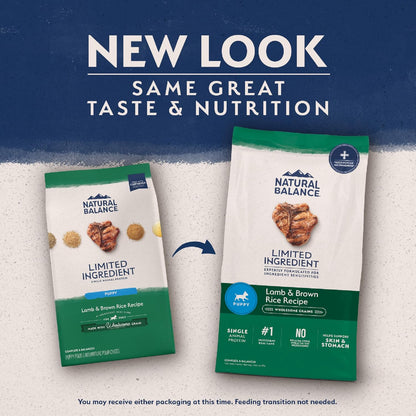 Natural Balance puppy lamb and brown rice recipe nutrition label