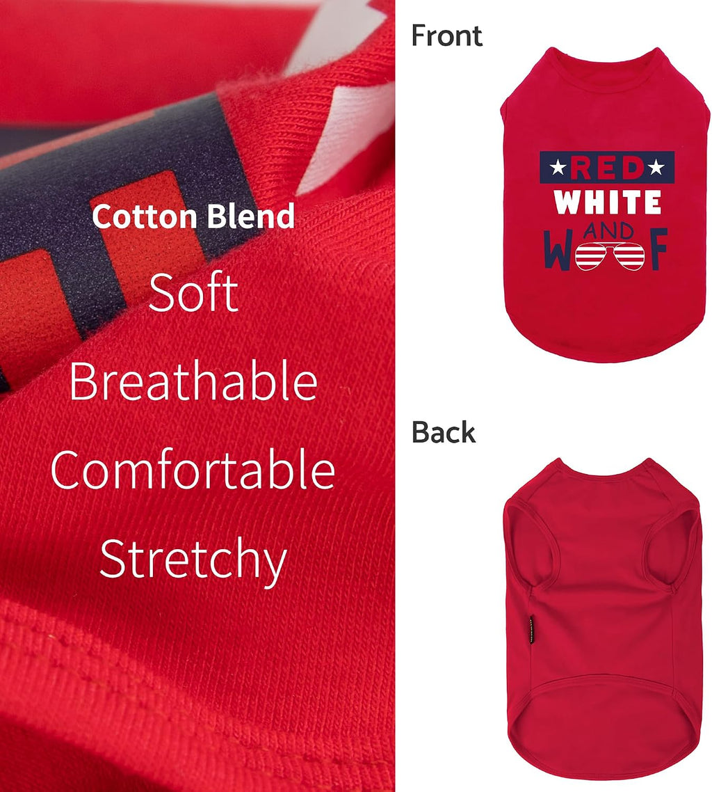 Side profile of Fitwarm patriotic dog shirt showing graphic