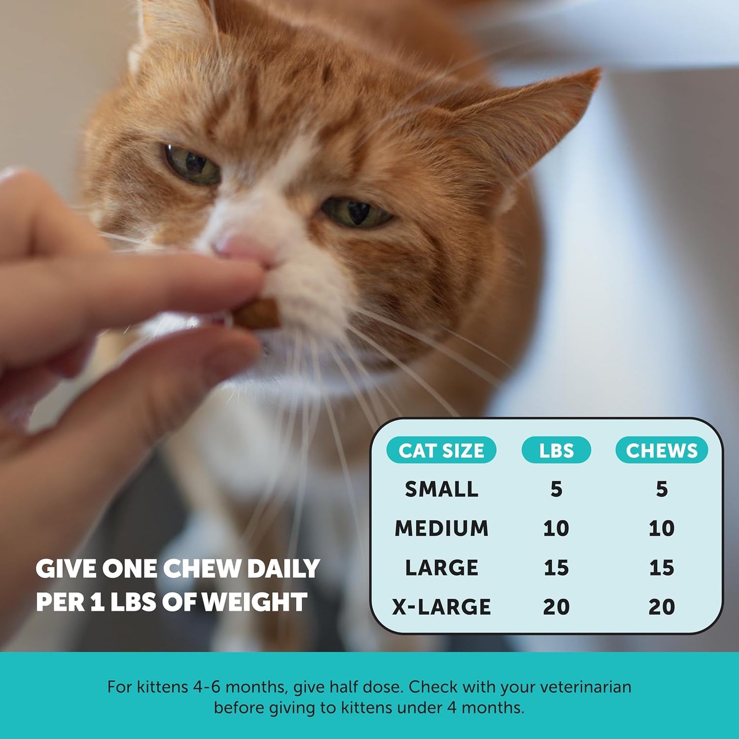 Pet Honesty feline calming chews daily dosage guide and ingredient list