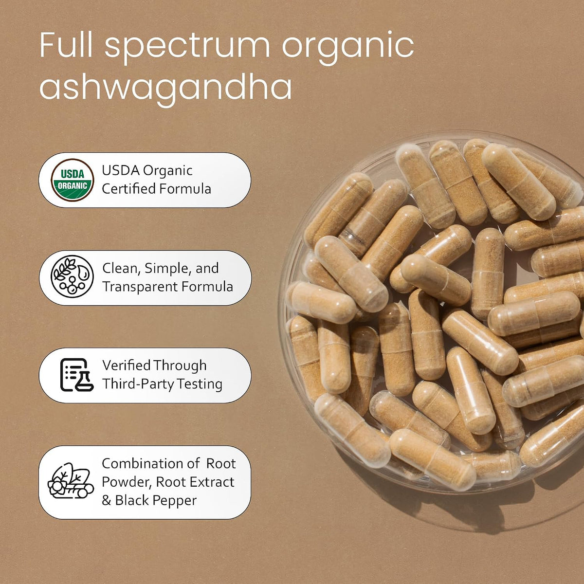 NaturaLife Labs Organic Ashwagandha 2100 mg per Serving - Full Spectrum Root Powder and Standardized Extract (Withanolides) - 100 Capsules - Vegan - Non-GMO, Gluten-Free - Image 4