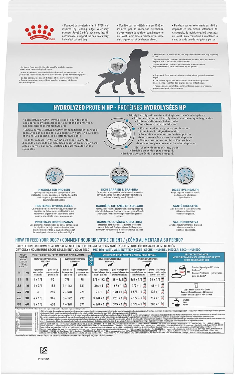 Premium imported Royal Canin veterinary exclusive hypoallergenic kibble packaging