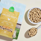 Premium freeze dried raw cat morsels close up displaying texture