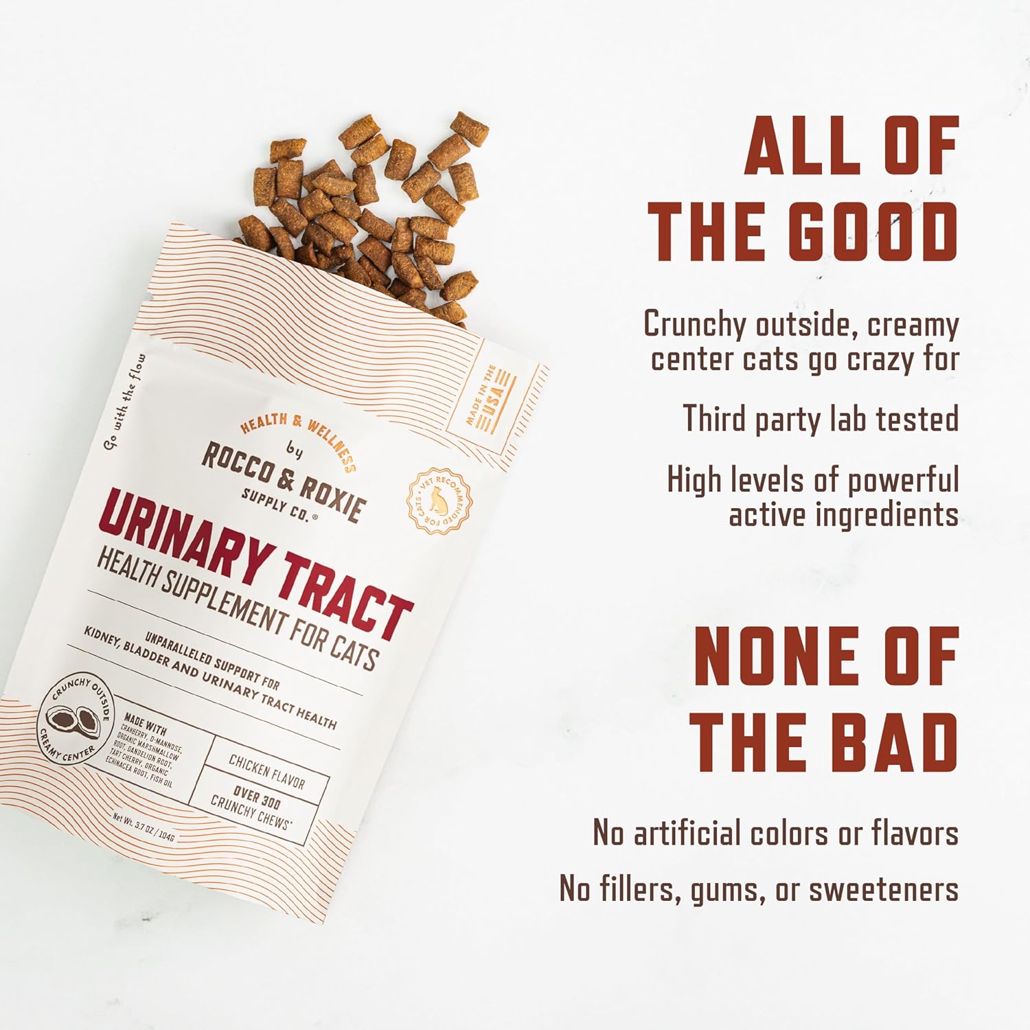 Vet recommended cranberry and D-mannose cat chews close up