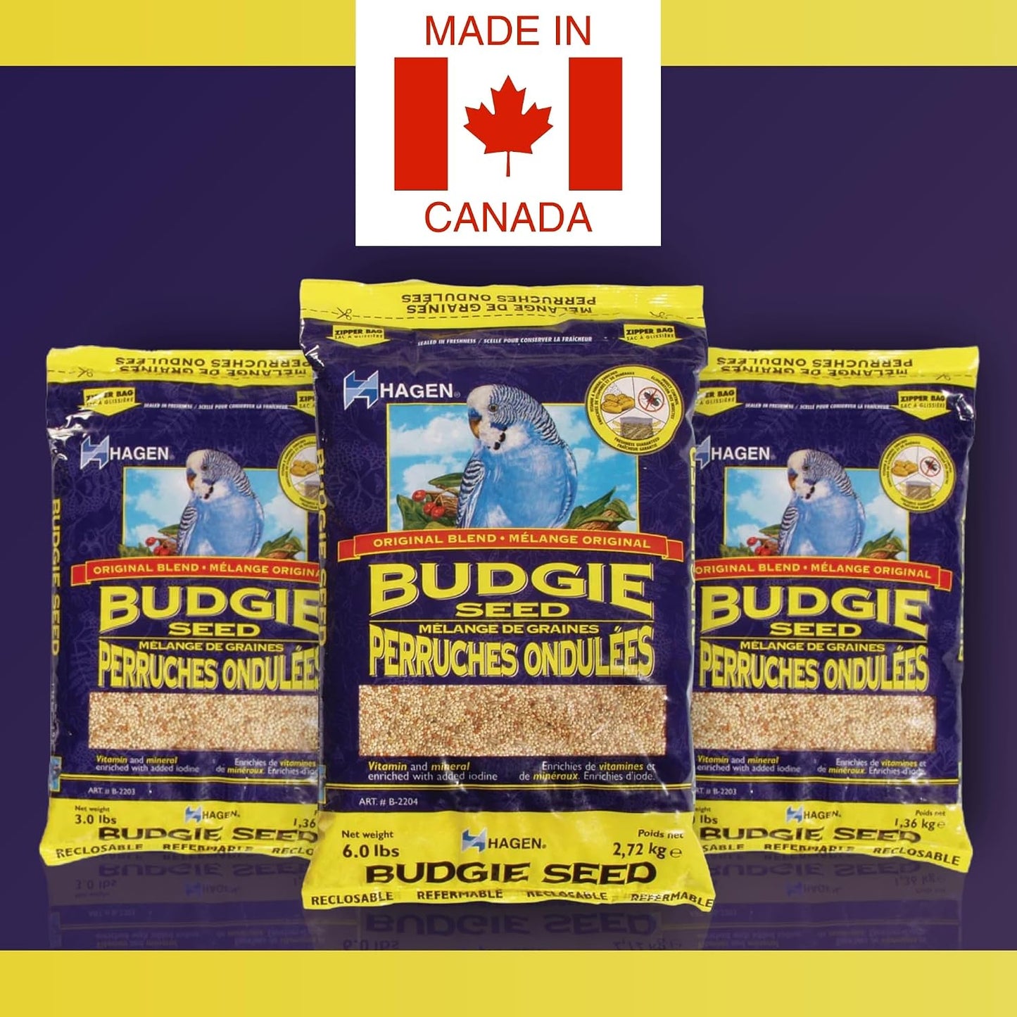 Hagen budgie staple seed bag size comparison