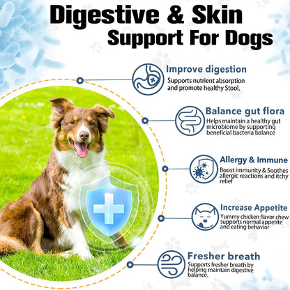 Planopaws dog digestive health supplement back label showing four billion CFU ingredients.