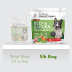 Dr. Harvey's grain-free dog food packaging showing freeze-dried beef