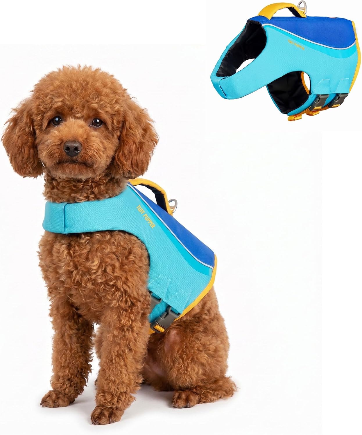 Tuff Pupper Dog Life Jacket | High Buoyancy Dog Swim Vest with Rescue Handle | Adjustable Secure Fit | Reflective Safety Trim | Pet Flotation Jacket for Swimming Boating Kayaking (Blue/Yellow, XXS) - Image 12