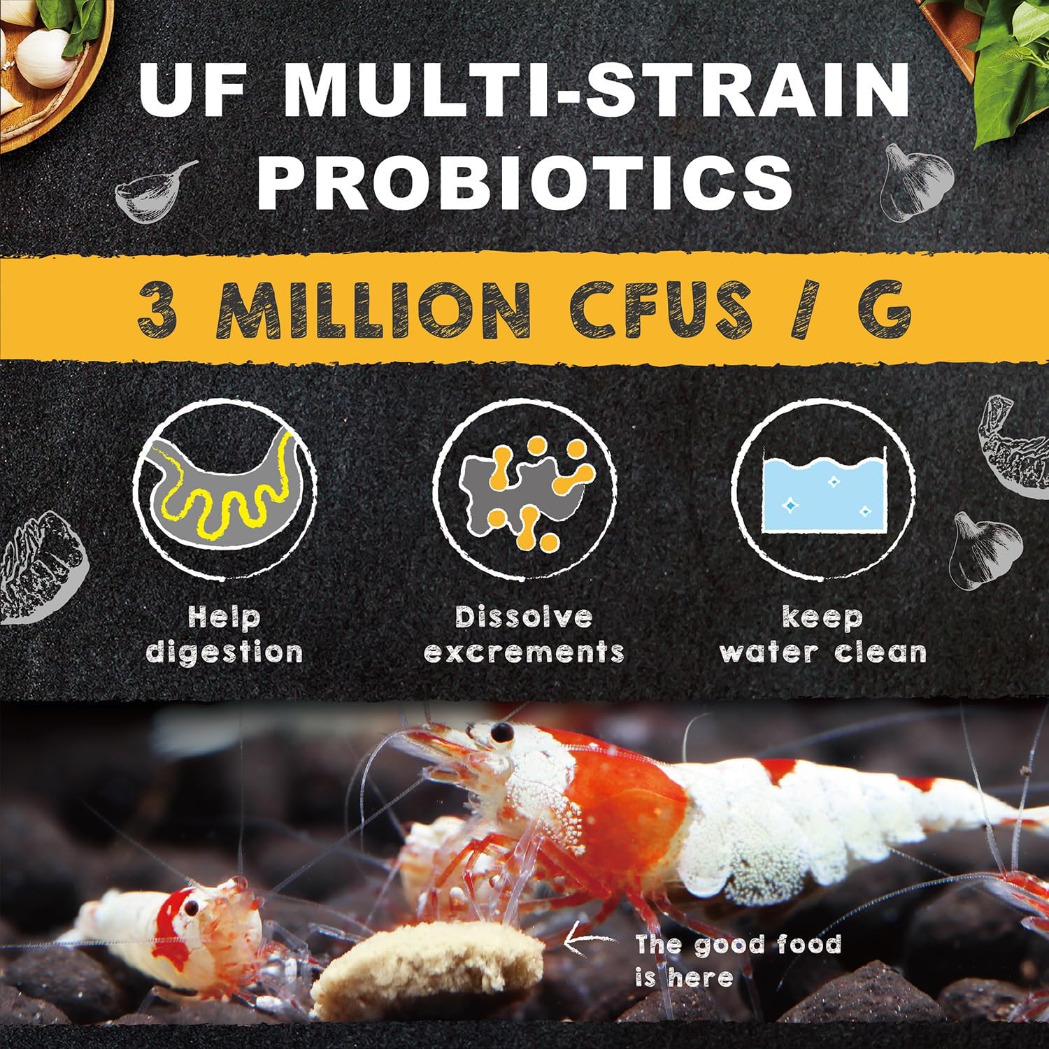Sinking tablet food formula for small tropical shrimp