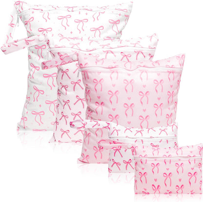 R Horse 5-piece waterproof baby diaper bag set with pink bow print