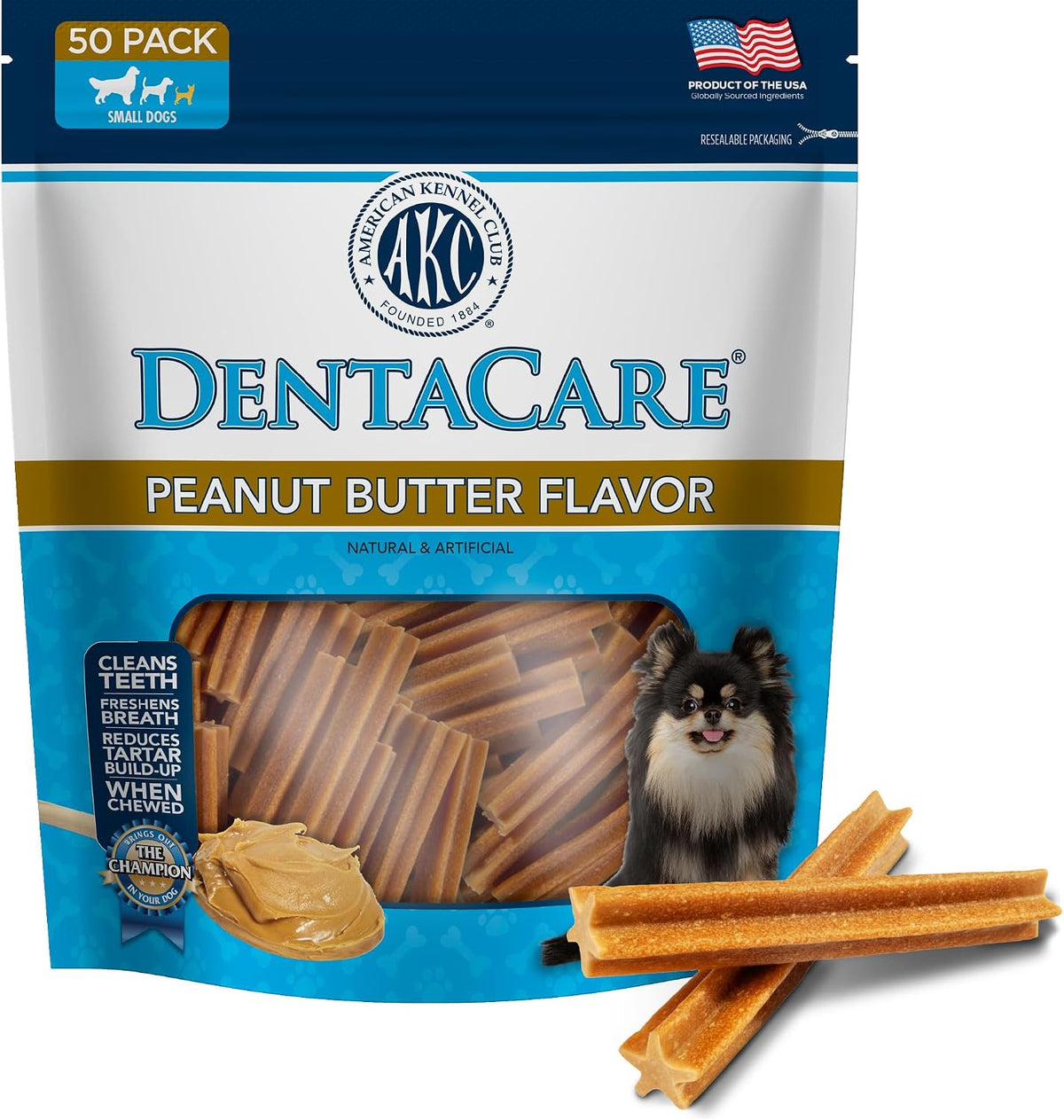 American Kennel Club Dentacare Large Breed Peanut Flavored Dental Dog Treats, Naturally Flavored, 15 Count - Image 15