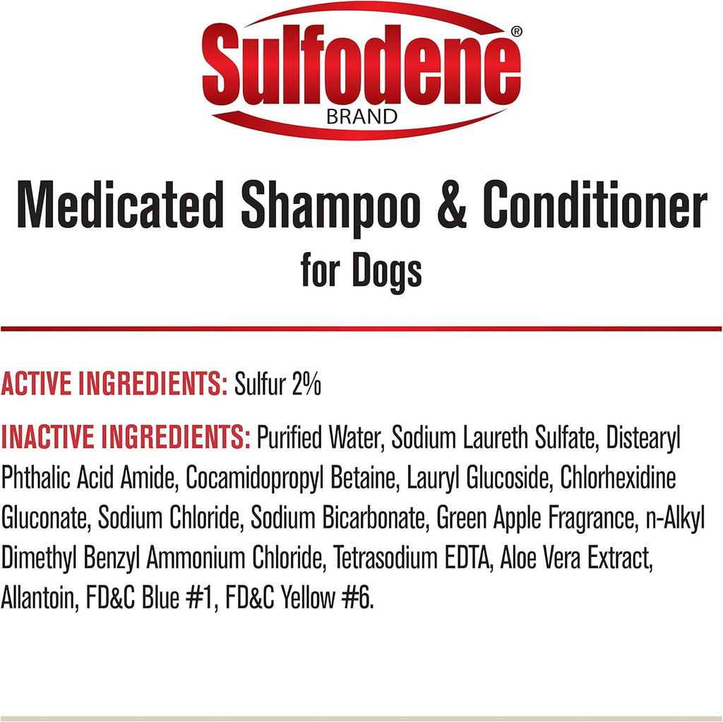 Professional grade grooming bottle of Sulfodene for itchy dog skin