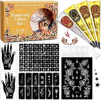 InkForge temporary stencil tattoo kit front view with 4 color cones