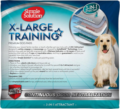 Simple Solution house training dog pads highlighting the high capacity liquid absorbing core