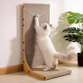 YesBes L shape vertical cat scratcher front view with hanging toy ball