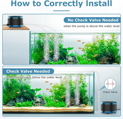 Hygger air pump installed in a large fish tank