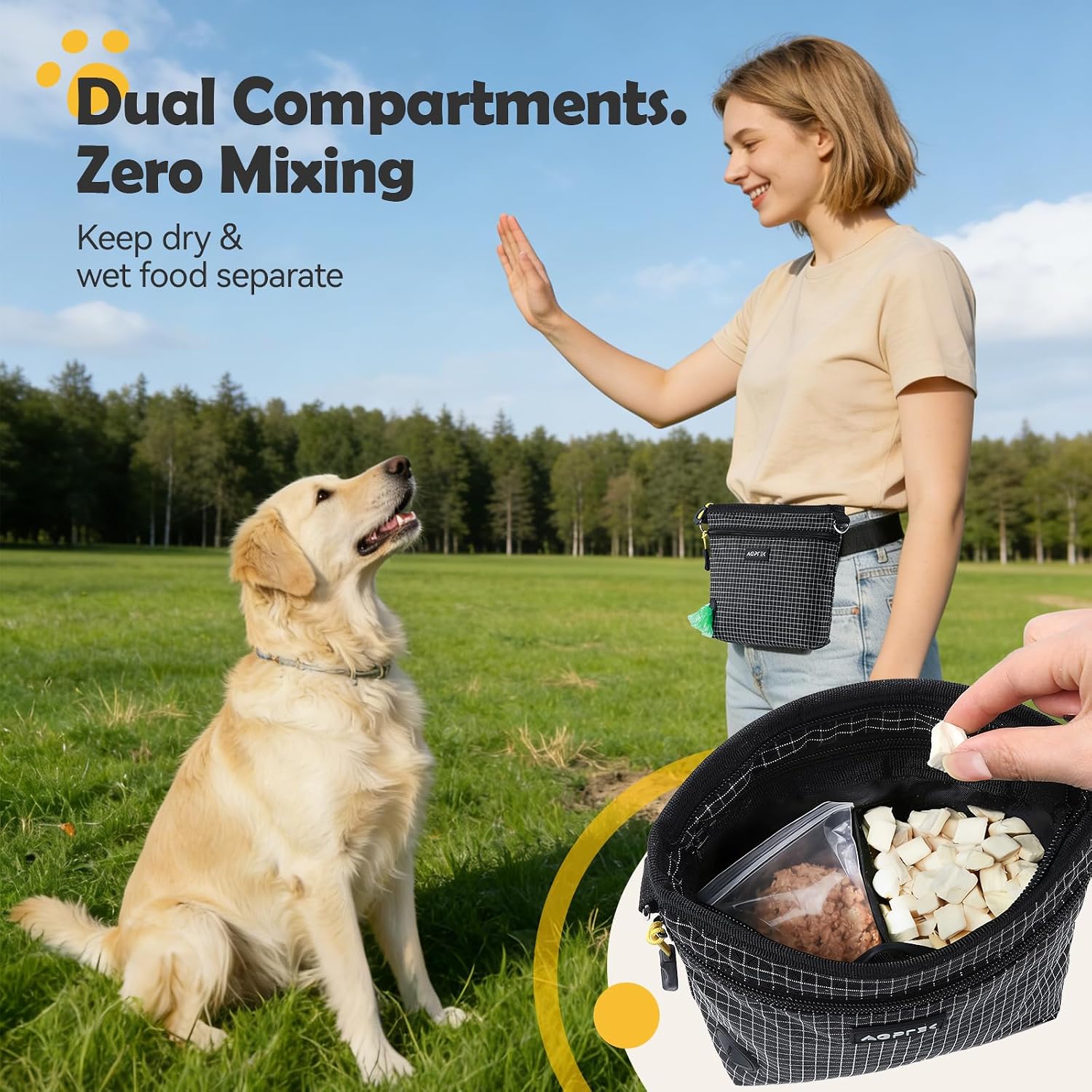Agptek magnetic dog training bag with open closure