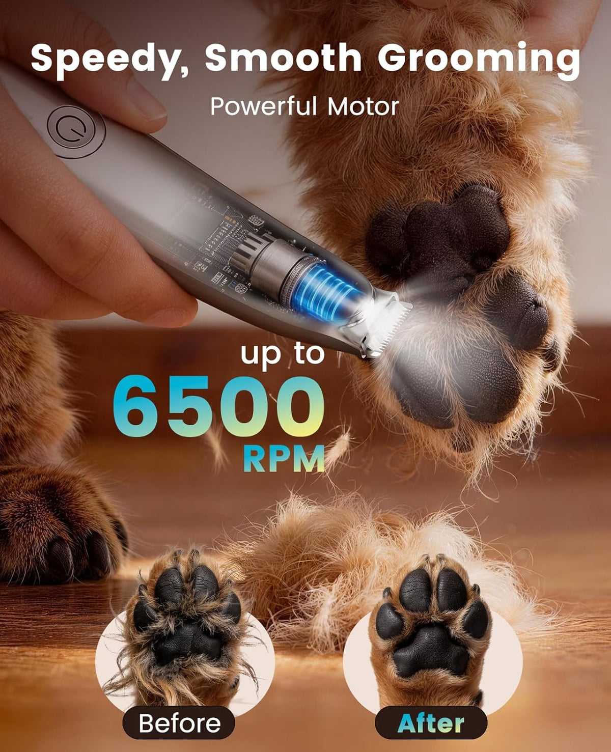 Compact ultra quiet dog clipper kit for professional home pet care.