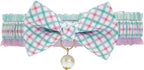 Blueberry Pet pink tulip cat collar lifestyle display for feline accessories.