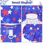 Yeabwps patriotic puppy outfit back view highlighting the built-in D-ring leash hook