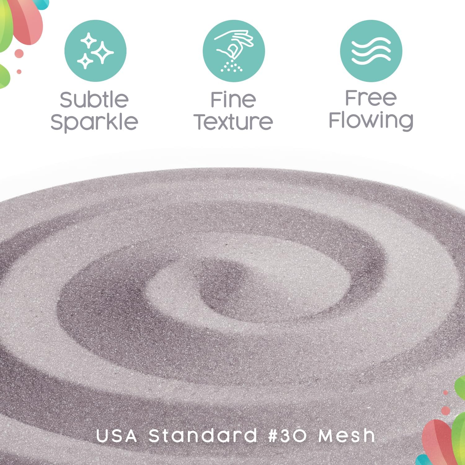 Non-clumping fine colored sand pour demonstration