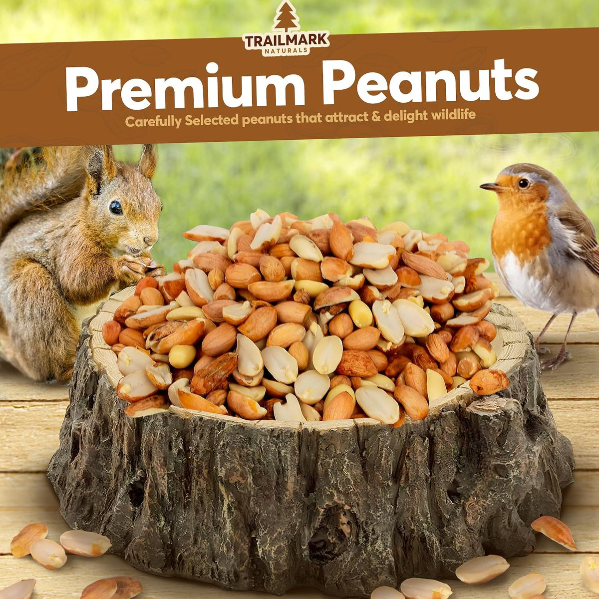 Close up view of Trailmark Naturals natural raw peanut wildlife feed