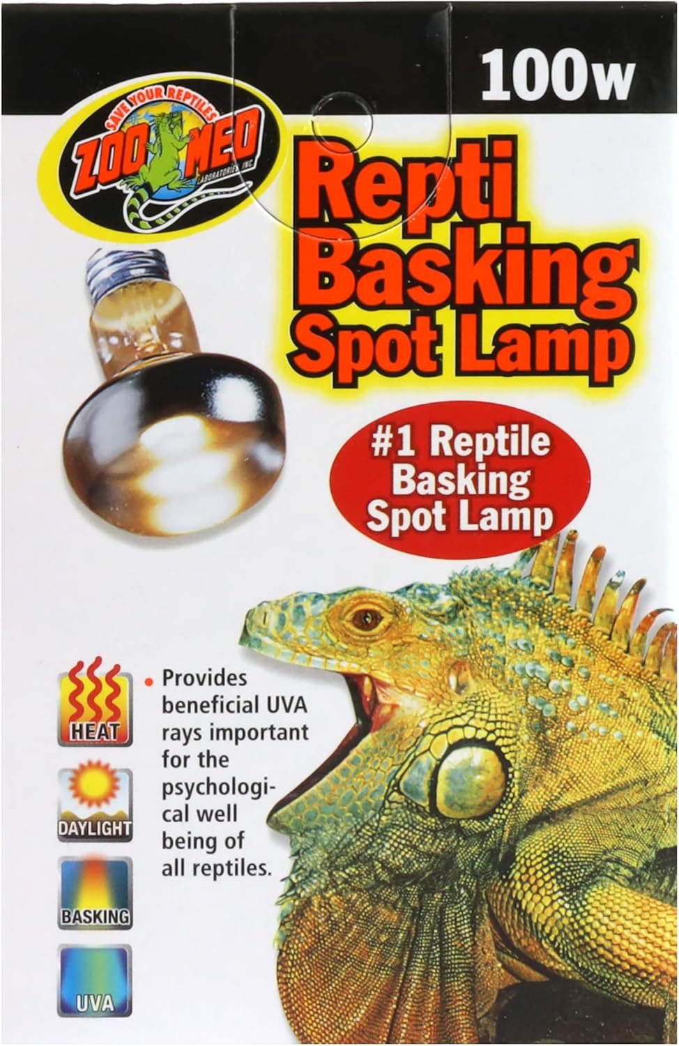 Close up view of the patented double reflector design on the Zoo Med basking bulb.