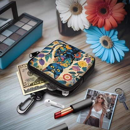 Floral Black Cat organizer clipped to a belt