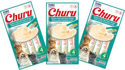 INABA Churu Cat Treats, Grain-Free, Lickable, Squeezable Creamy Pure Cat Treat/Topper with Vitamin E & Taurine, 0.5 Ounces Each Tube, 4 Tubes, Tuna with Salmon Recipe - Image 9