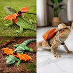 Lizard outdoor walking training leash attached to a secure chest harness.