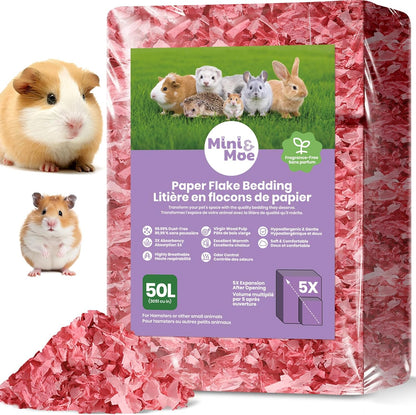 mini&moe Hamster Bedding 50L: Dust-Free and Odor Control Moisture Absorbent Unscented Natural Paper Small Pet Bedding - for Guinea Pigs, Hamsters, Chinchilla,Rabbits,Rat,Ferret, and Gerbil, 50 Liters - Image 13
