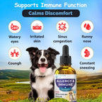 Liquid immune booster supplement for dogs and cats being added to pet food