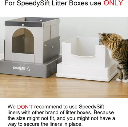 SpeedySift cat litter liners pack displaying the four individual refill packs of fourteen sifting liners.