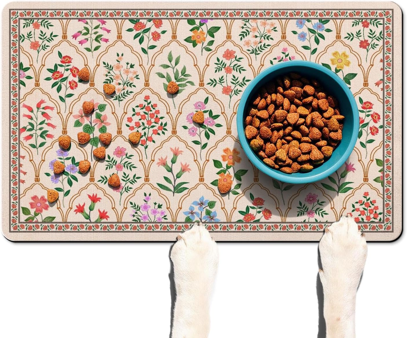 Ideasonna absorbent pet dog bowl mat front view