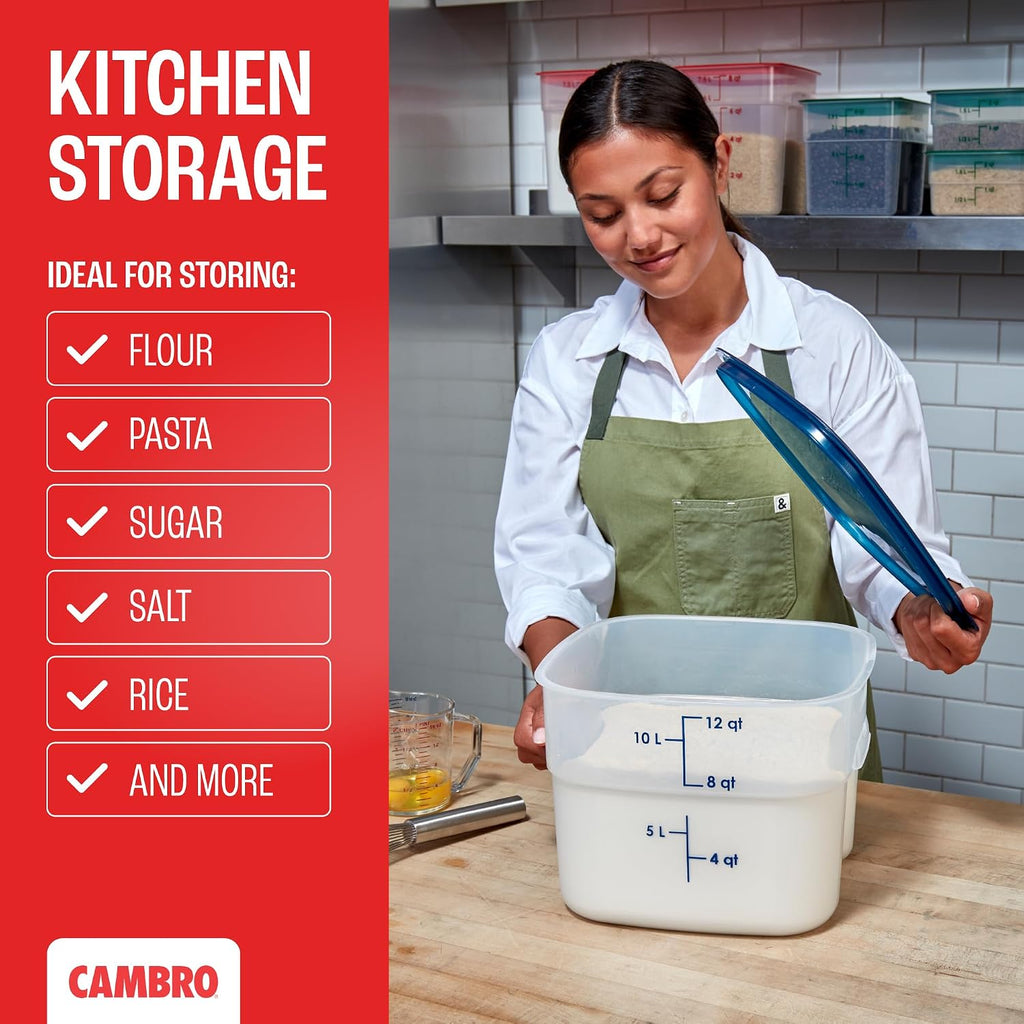 Cambro 12 Quart food container with blue lid side profile